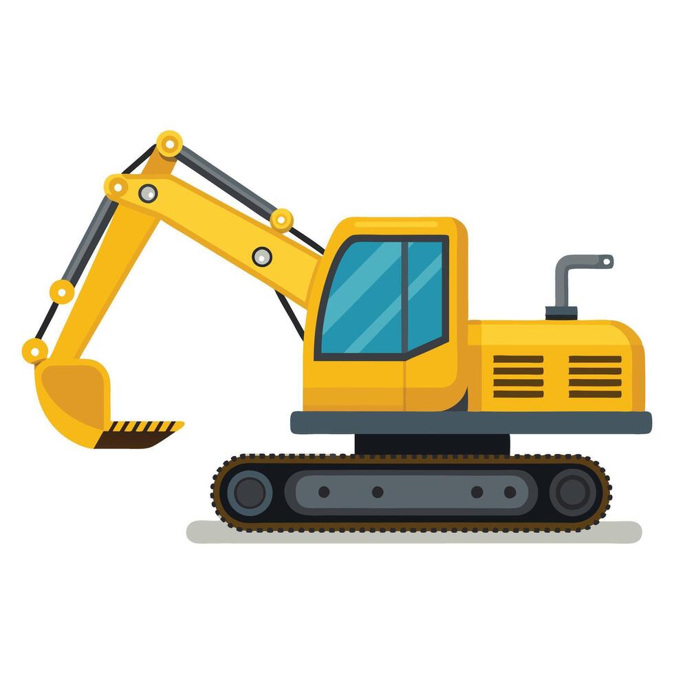 a yellow excavator on a white background vector