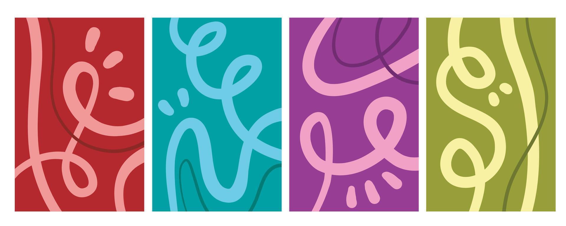Set of stylish templates with organic abstract shapes and lines in nude colors. Pastel background in minimalist style. vector