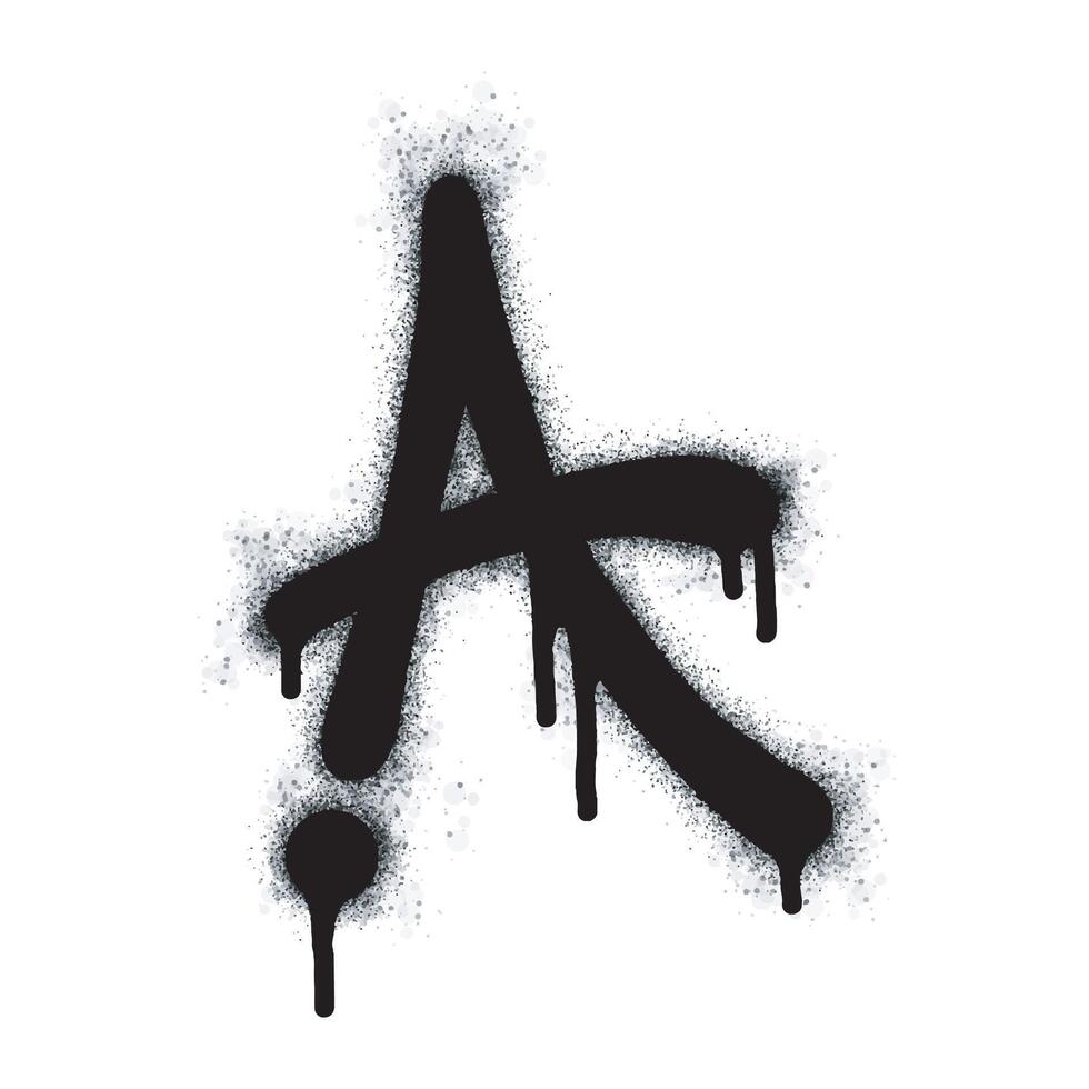 Spray Paint Graffiti font A. Sprayed isolated on white background. graffiti font A, oversprayed symbols in black on white. vector