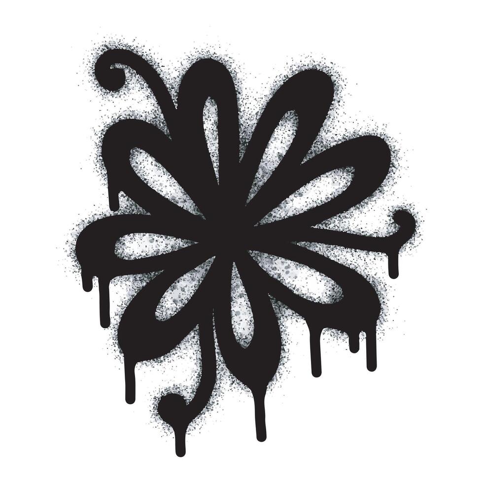 Spray Sprayed Graffiti flower icon isolated on white background. graffiti flower icon with spray on black vector