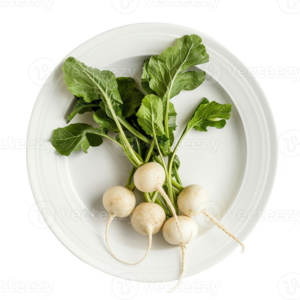 Turnips on a white plate transparent background png