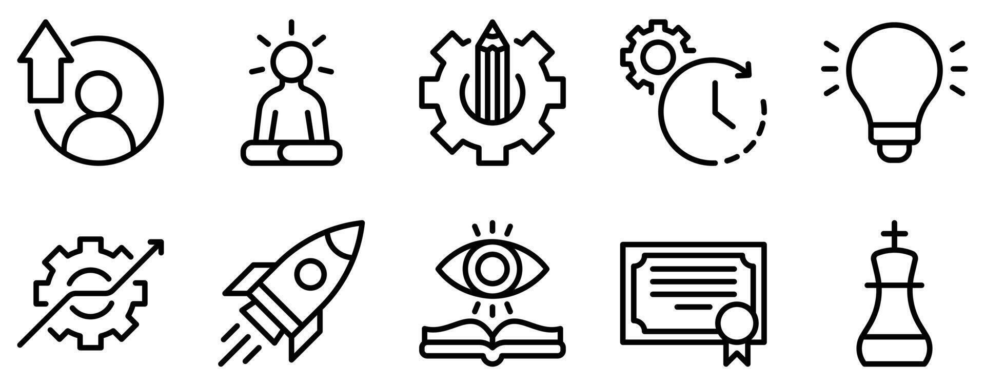 Personal Growth Icon Set Inspirational Line Style Collection for Self Improvement vector