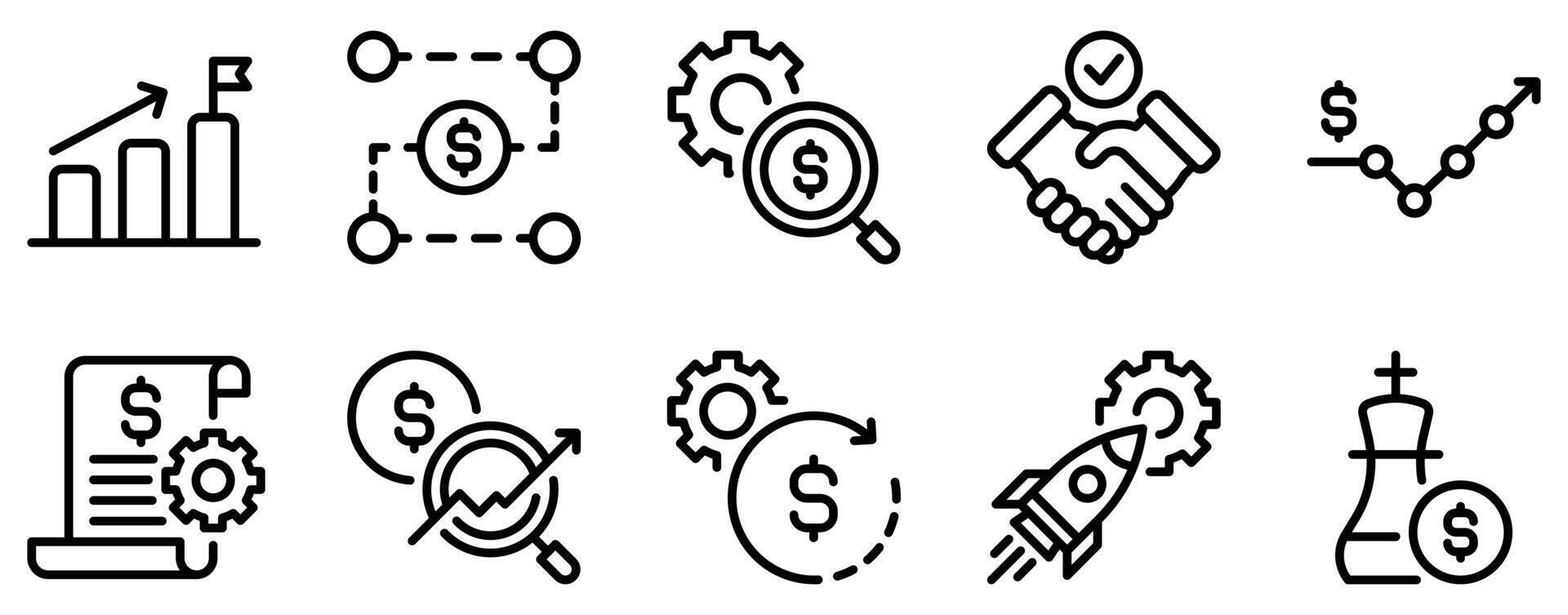 Business Development Icon Set Dynamic Line Style Collection for Growth and Innovation vector