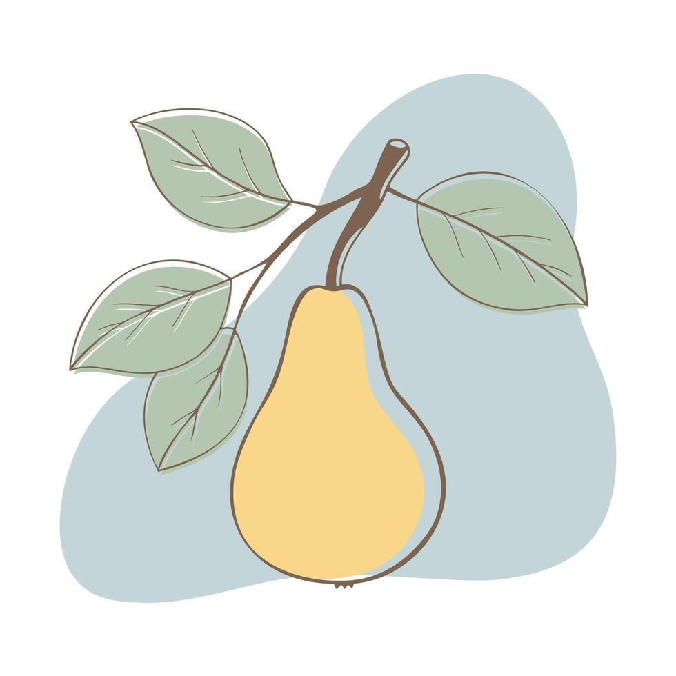 Silhouette pear doodle drawing fruit. Organic simple icon. Food stylized fruit in minimal boho drawn style. vector