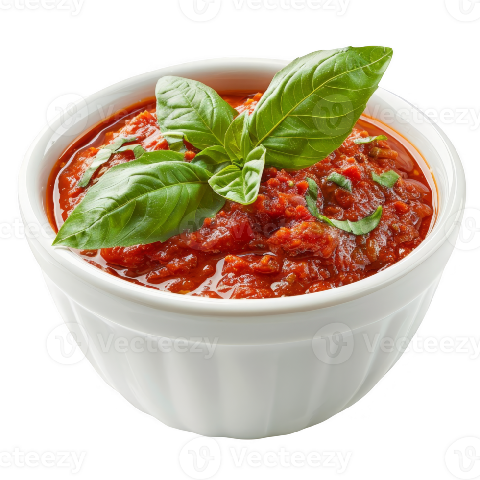 Marinara sauce in a white bowl transparent background png