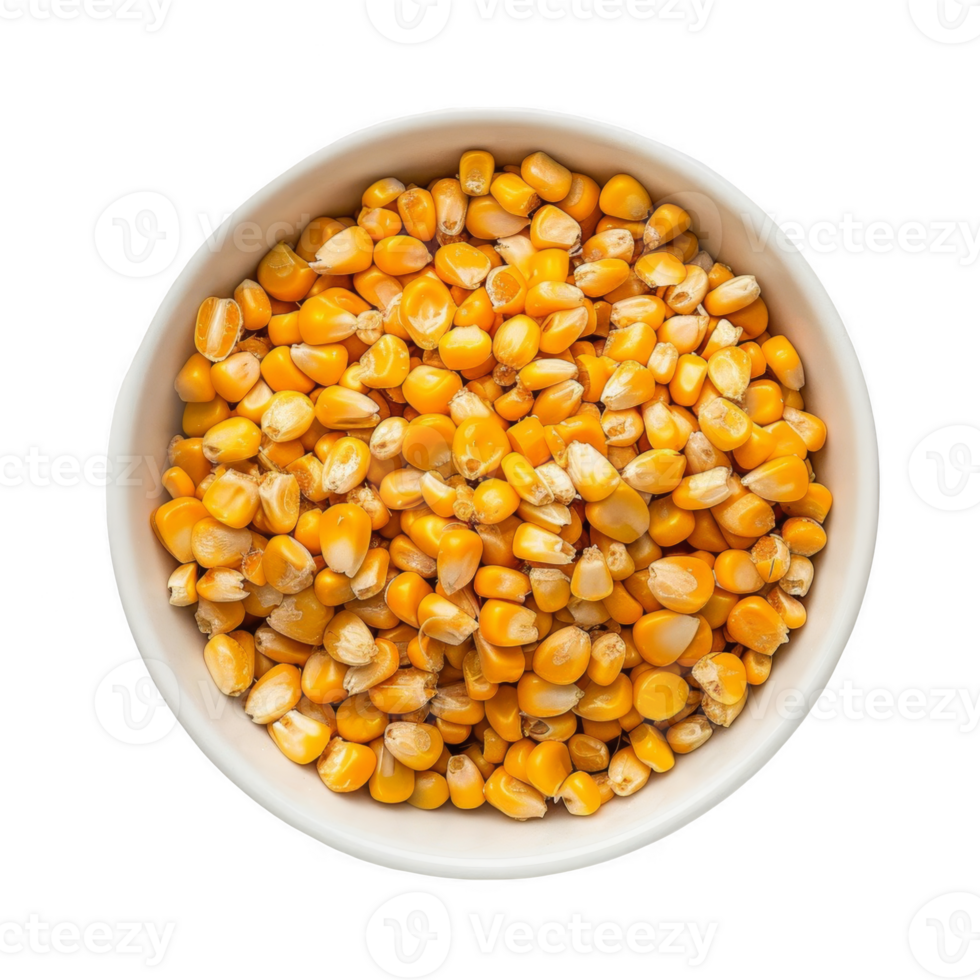 Corn kernels in a white bowl transparent background png