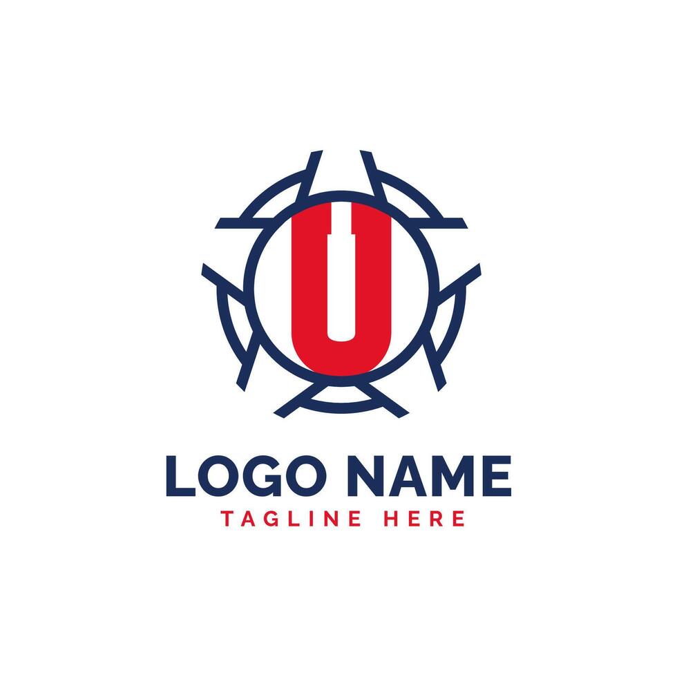 Patriotic U Logo Concept. Letter U American Patriotic Logo Template vector