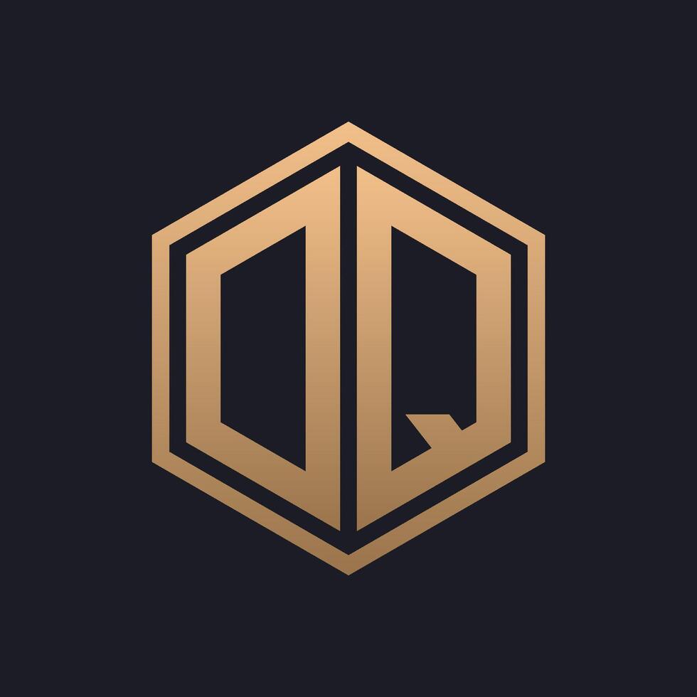Elegant Hexagon Letter DQ Logo Design. Initial Luxurious DQ Logo Template vector