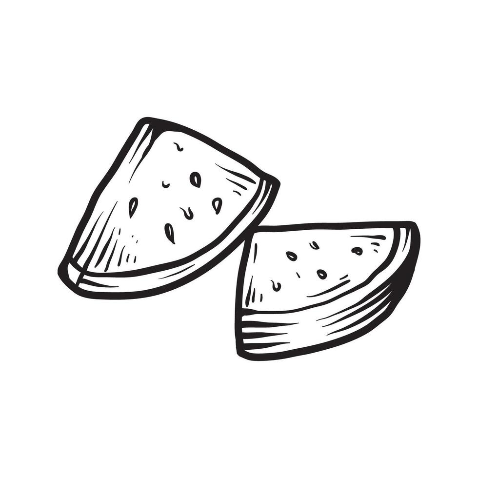 two slide of the watermelons line art sketch classic vintage design illustration vector
