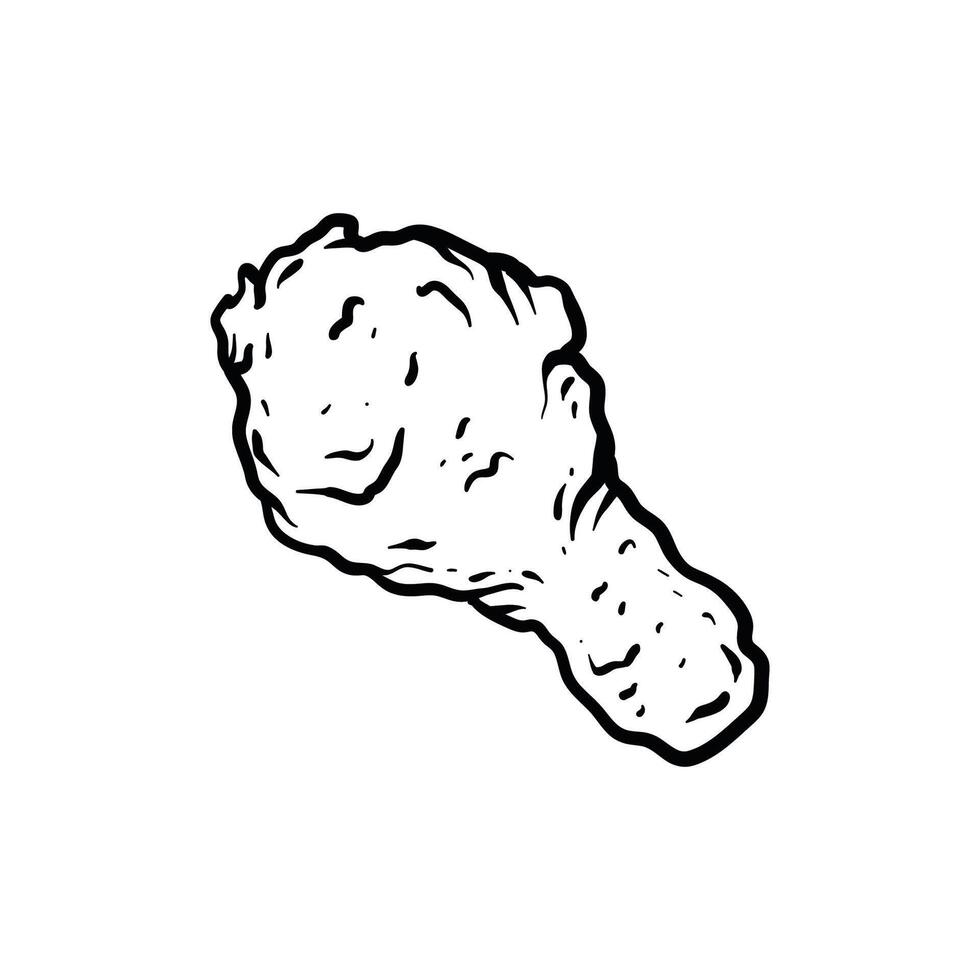 drumstick fried chicken line art style sketch classic vintage design illustration vector