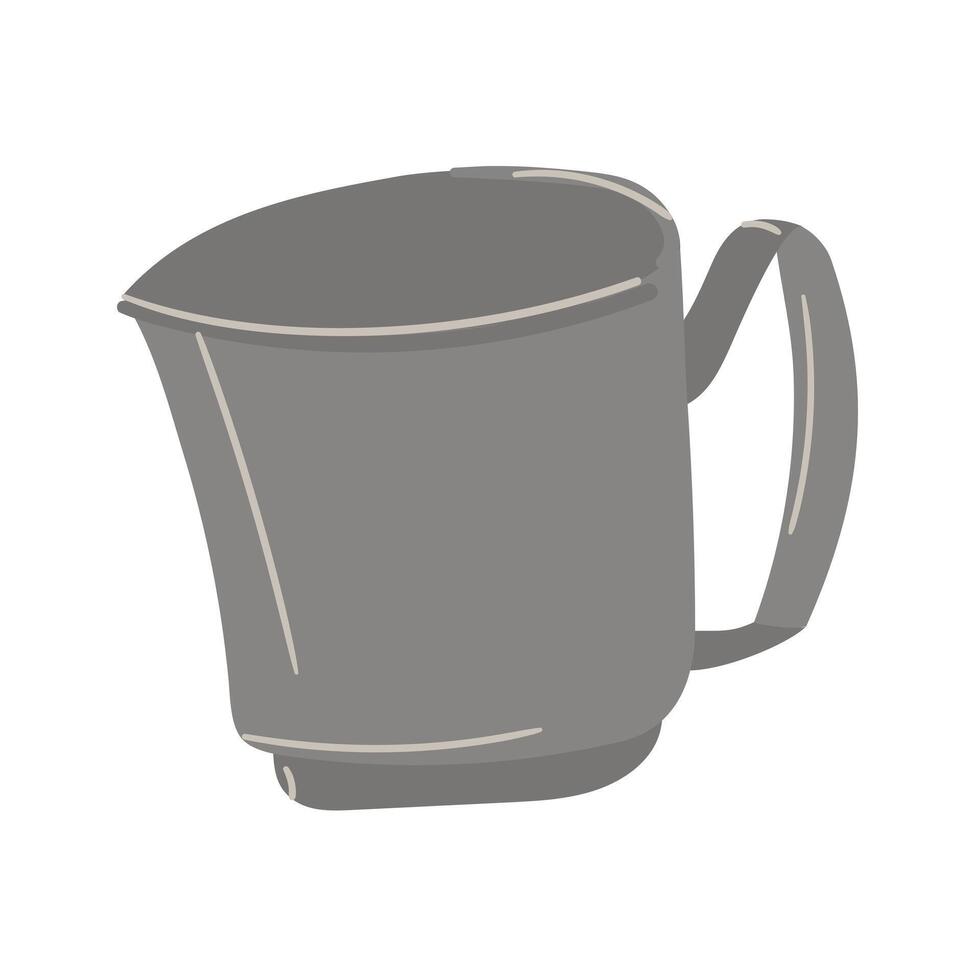 Large image of a plate with a metal mechanical flour sifter. A separate illustration of the kitchen item. Flat illustration for the kitchen vector