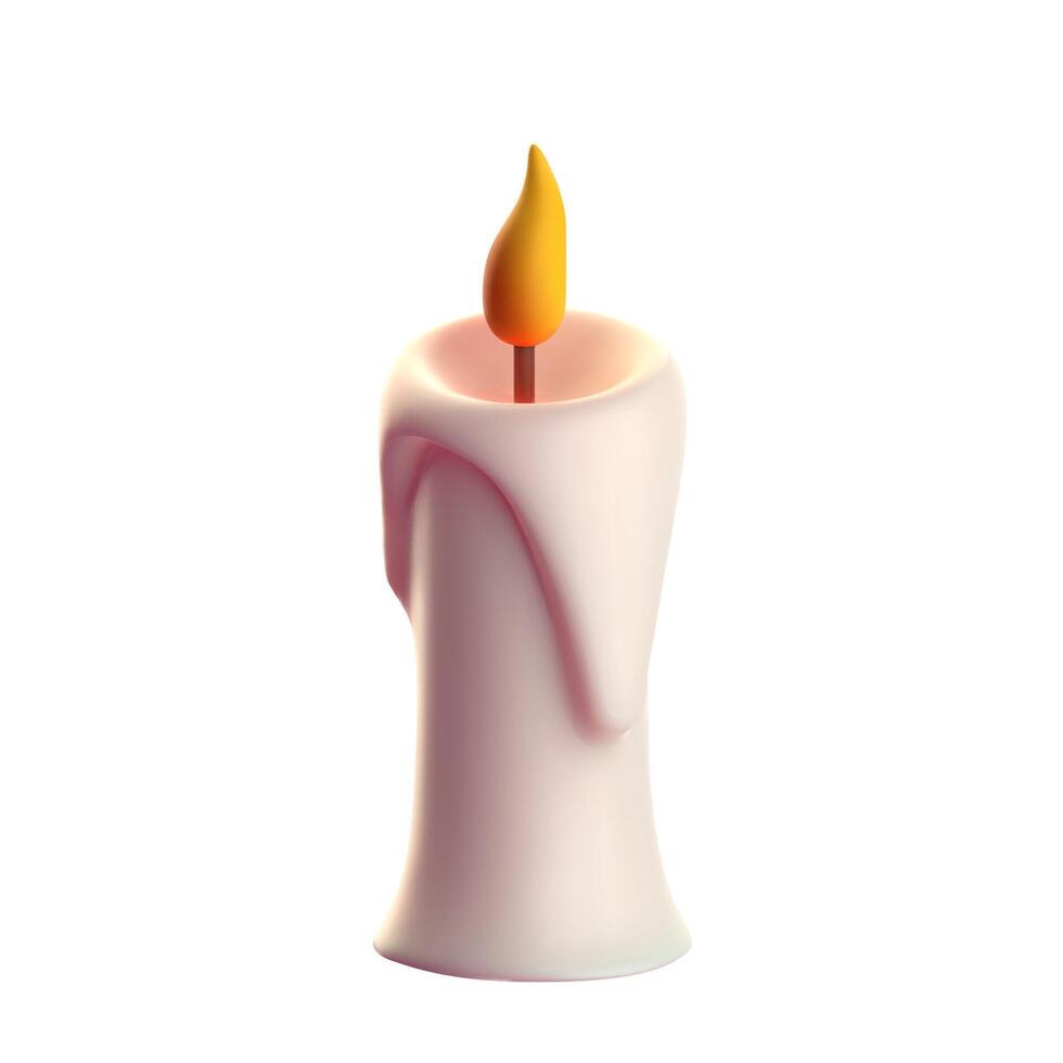 3d realistic of candles icon isolated on white. Burning candle in 3d style. Cartoon creative design icons. Pastel color. illustration vector