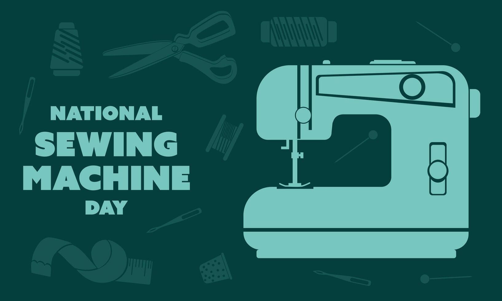 National Sewing Machine Day on June 13, business brochure design, banner flyer, horizontal template, cover presentation, poster of a modern edition, retro style shades of blue an engraving vector