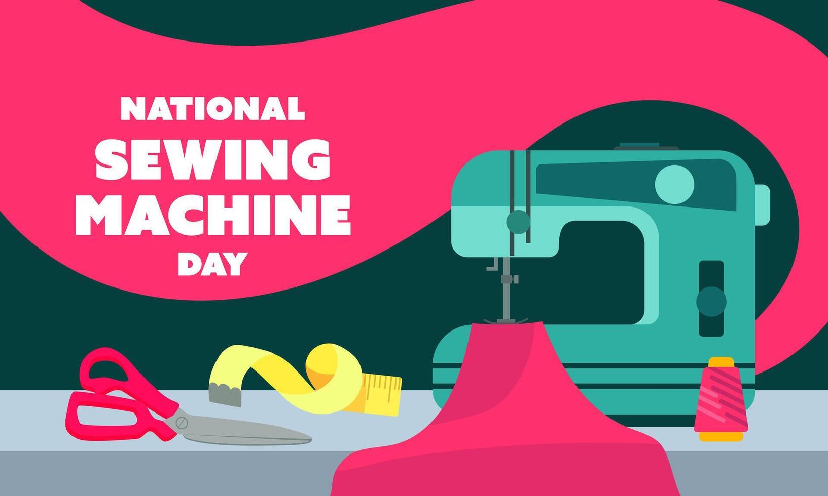 National Sewing Machine Day on June 13, business brochure design, banner flyer, horizontal