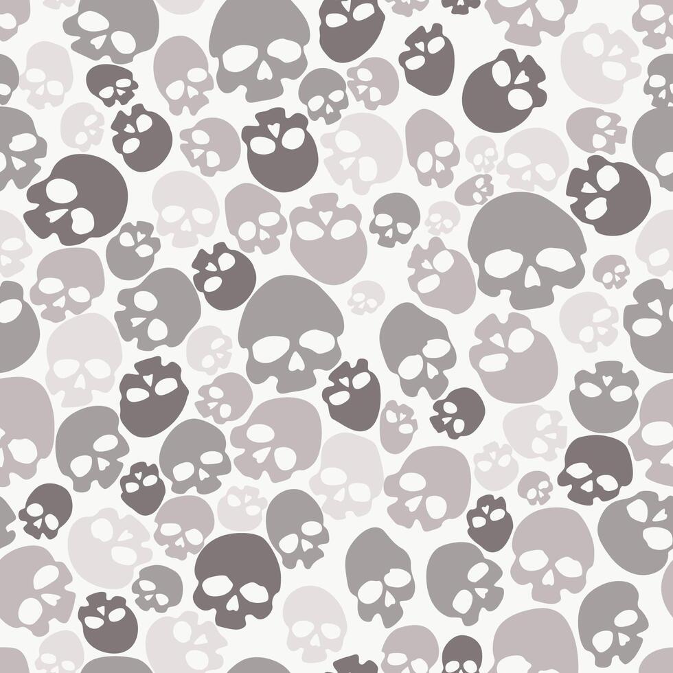 Seamless pattern with gray skulls vector