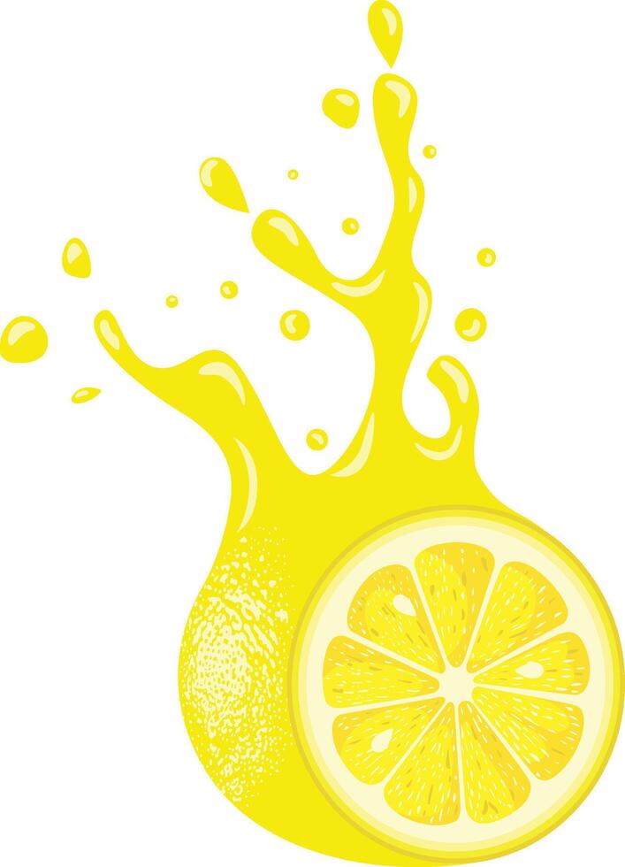 Yellow lemon splash juice isolated vector