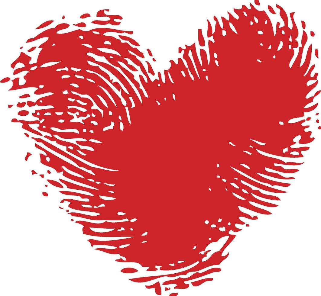 Red heart shaped fingerprint icon vector