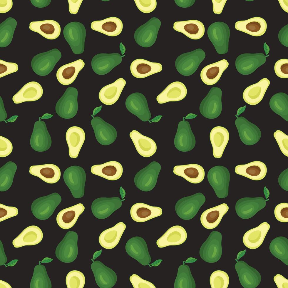 Seamless background pattern with fresh avocados vector