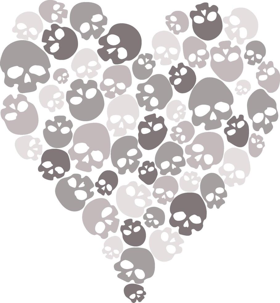 Heart illustration made with skulls vector