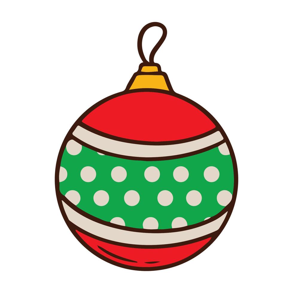 ball christmas element with line art illustration vector