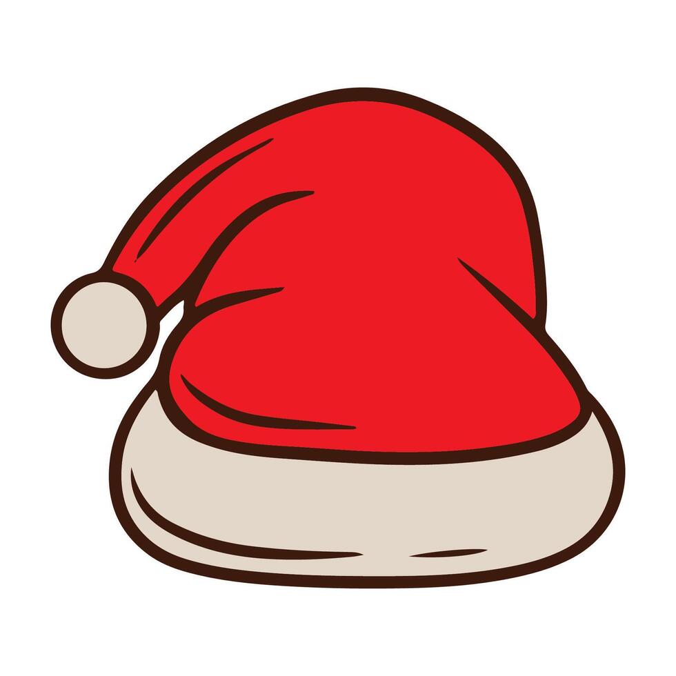 hat christmas element with line art illustration vector