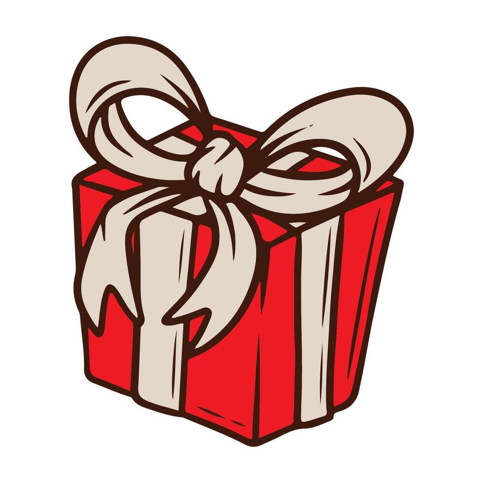 gift christmas element with line art illustration vector