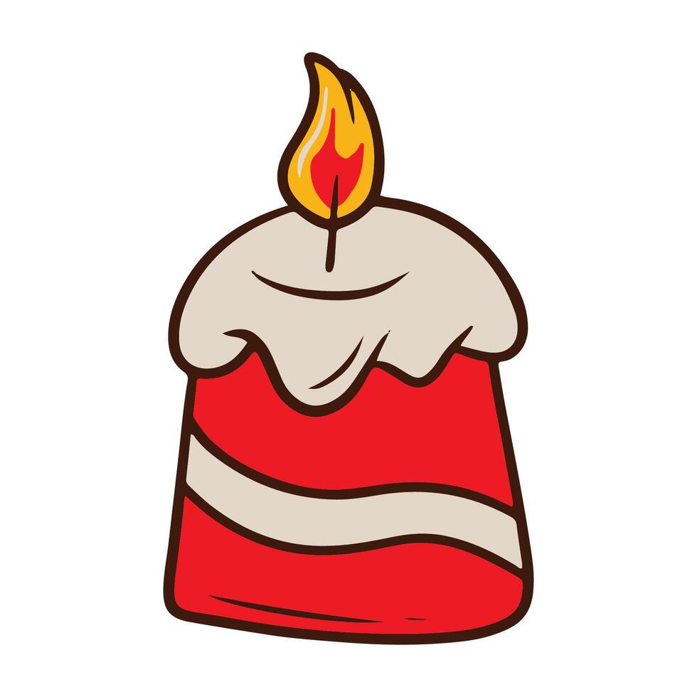 candle christmas element with line art illustration vector