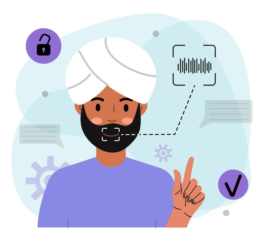 Man Using Voice Recognition Technology vector