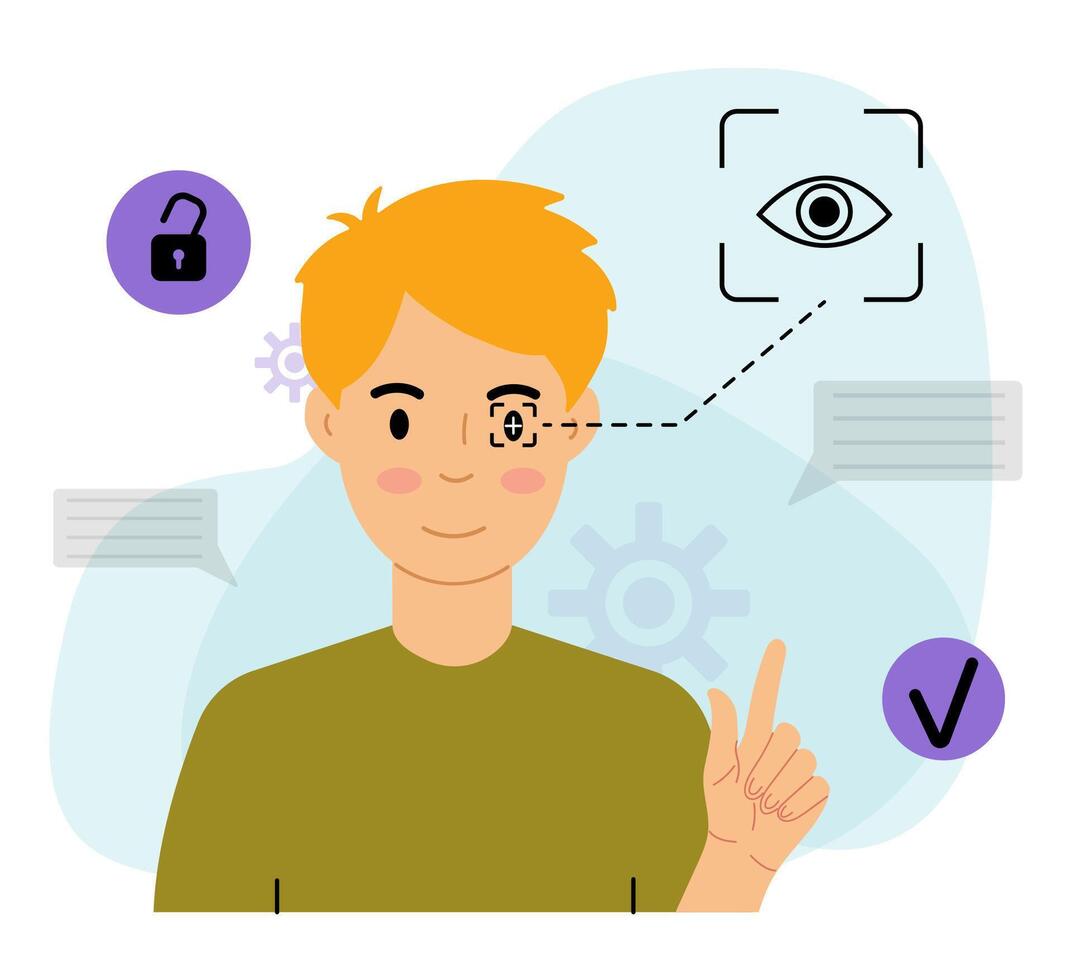 Man Using Eye Scan For Security vector