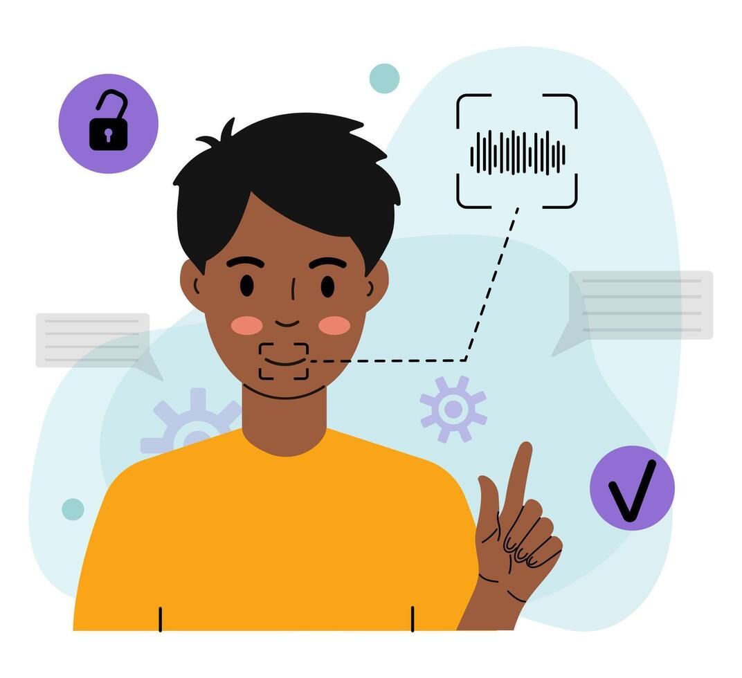 Man Using Facial Recognition for Security vector