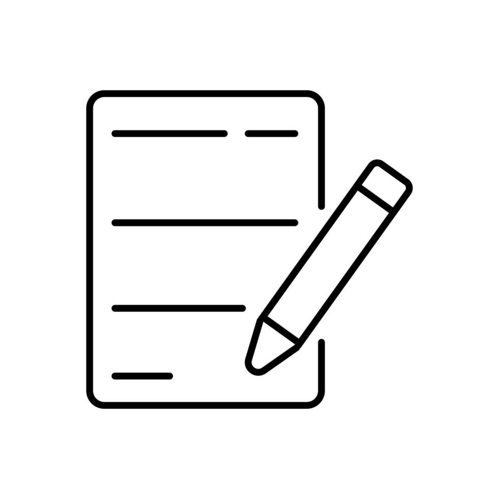 Lined Paper With Pencil Icon vector