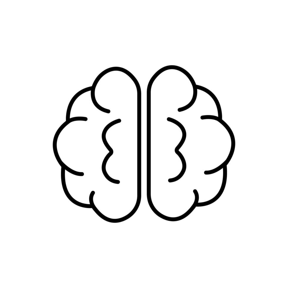 A simple line drawing of a human brain. vector
