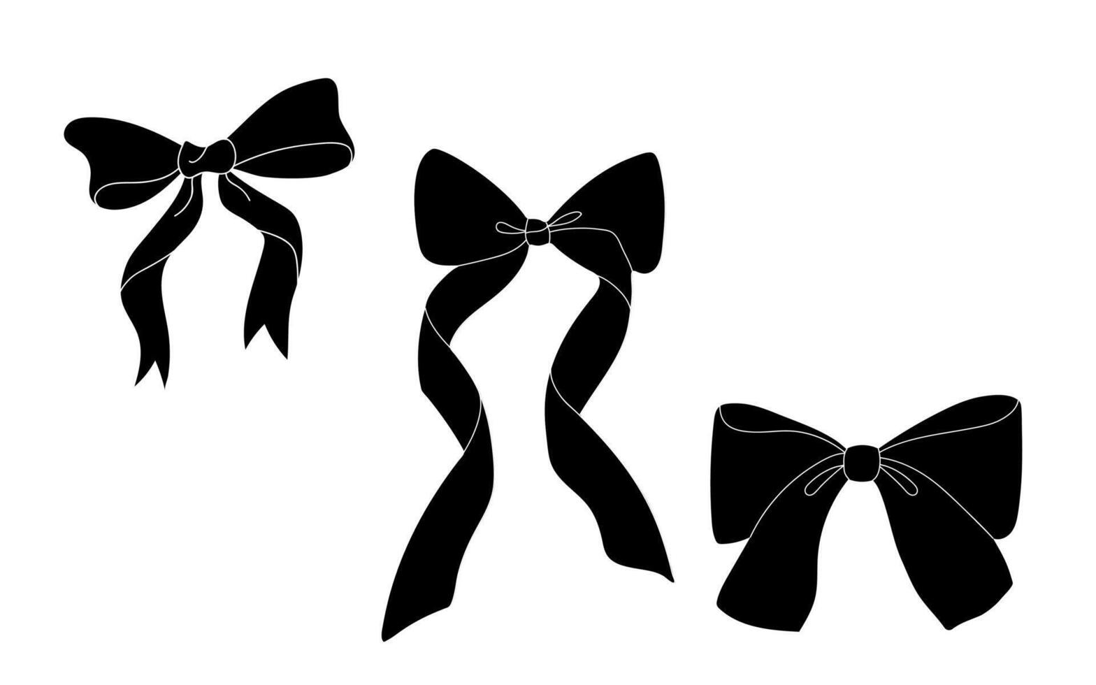 set wedding party Three Black Bows vector