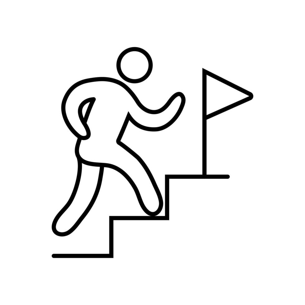 Person Climbing Stairs Towards Flag vector