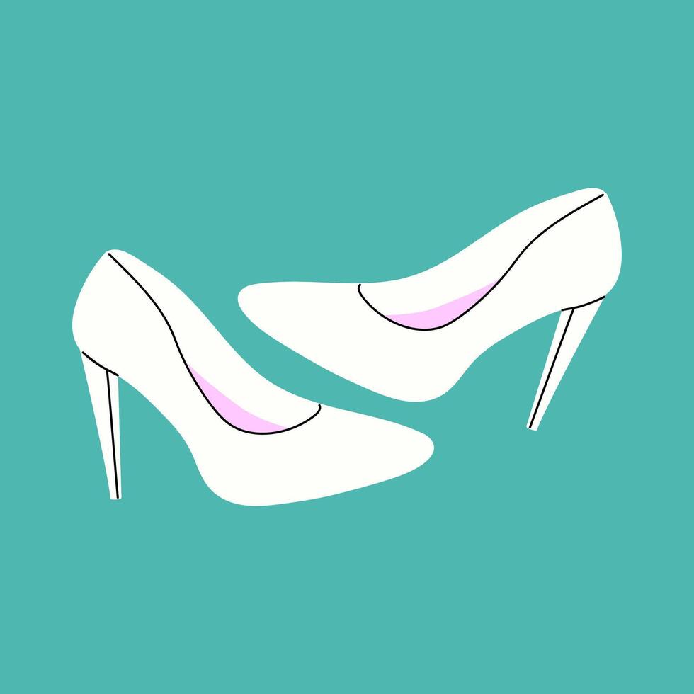 White High Heels on Blue Background vector
