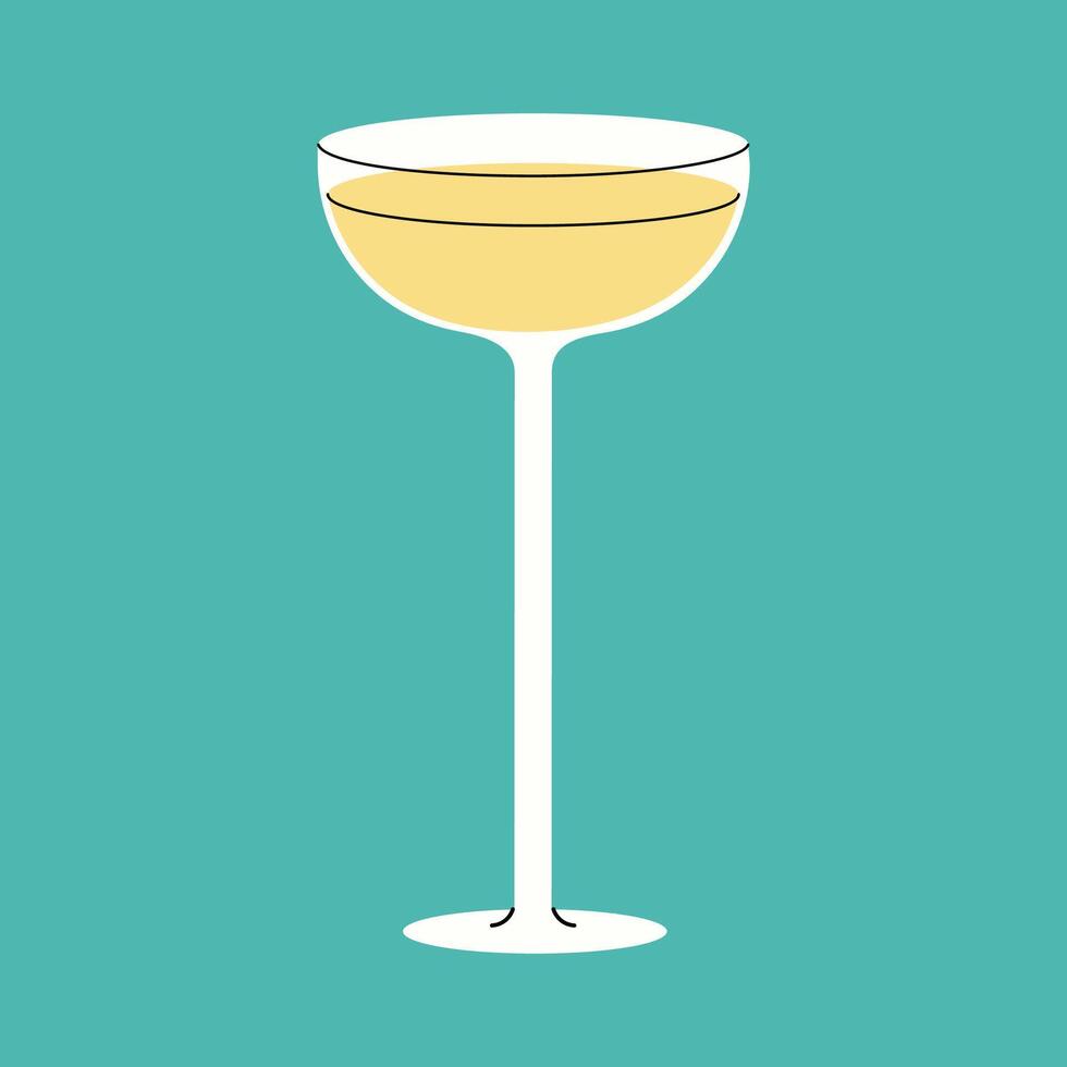 Glass of Champagne on Teal Background vector