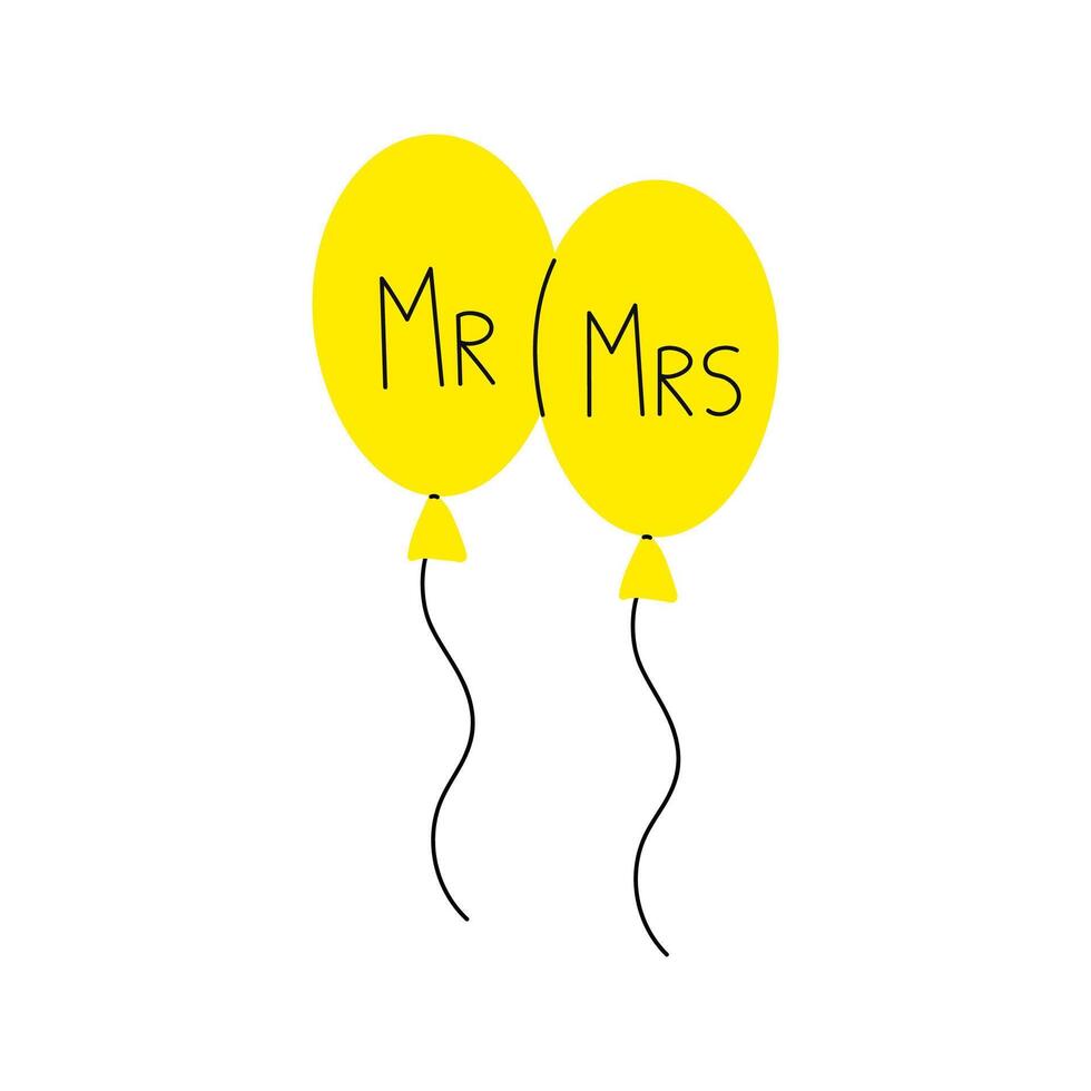 Mr And Mrs Yellow Balloons Illustration vector