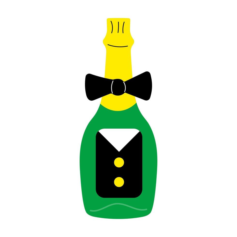 Champagne Bottle With Bowtie and Tuxedo vector
