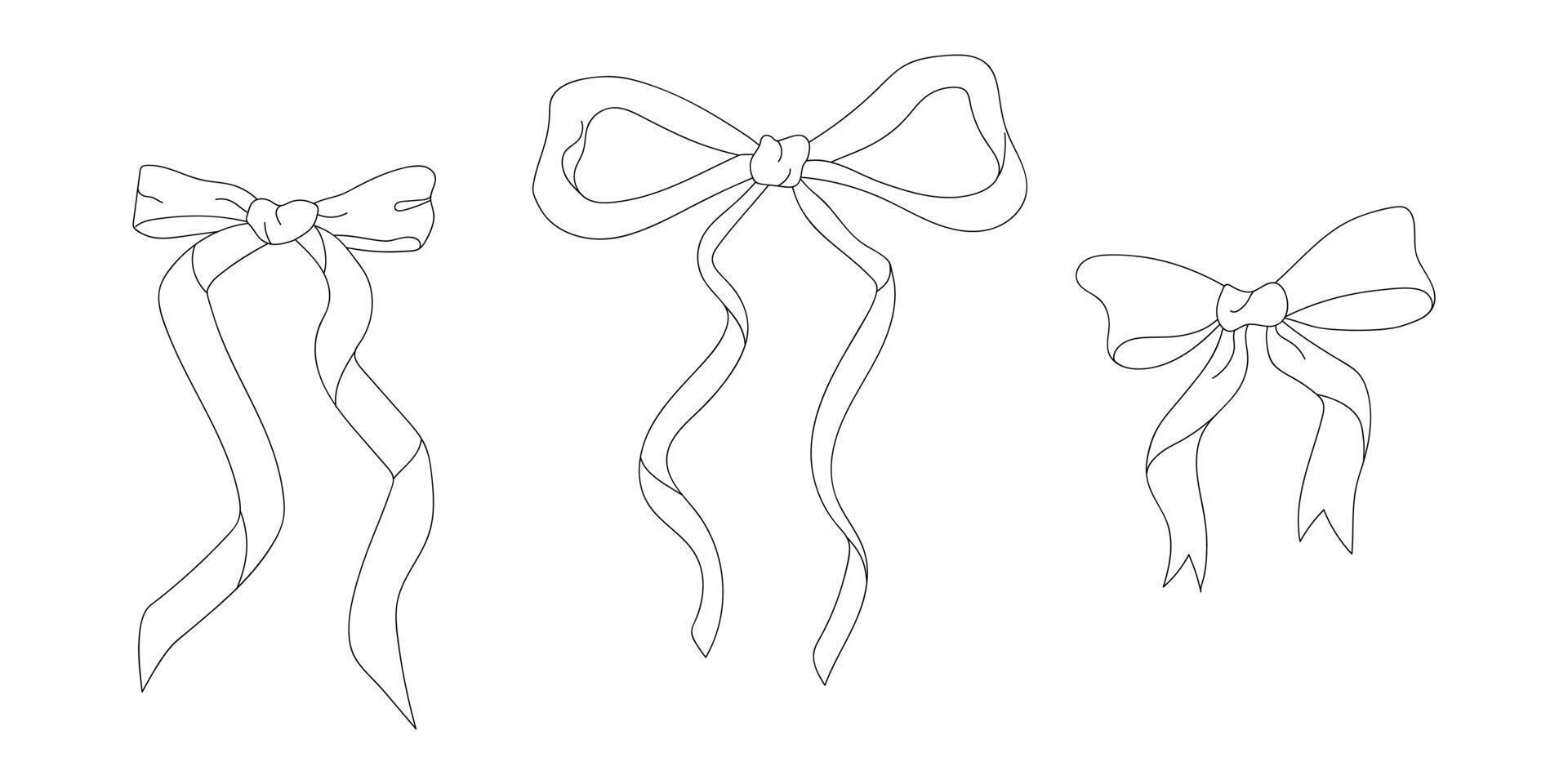 Four simple outline drawings of different bow tie styles. vector
