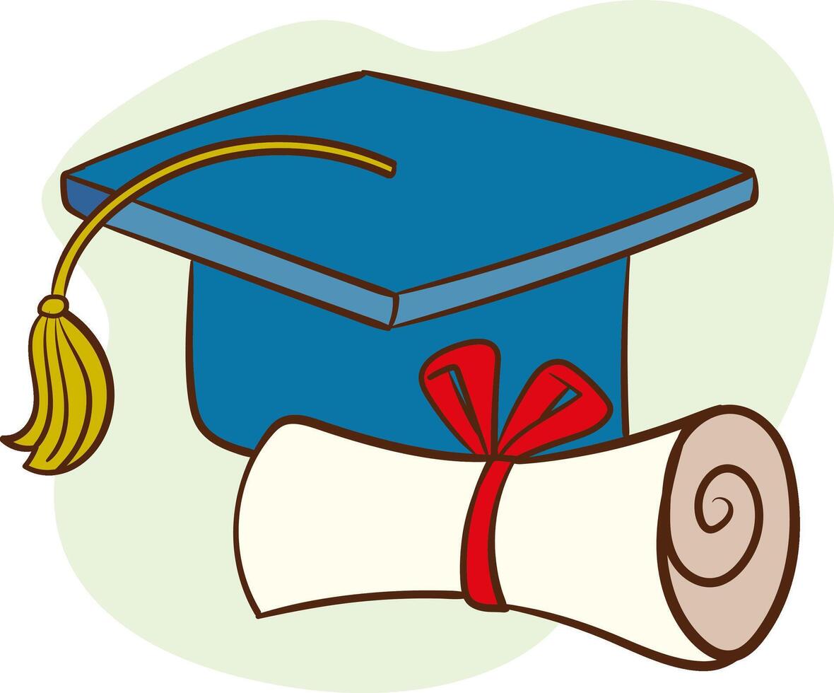graduation cap. Graduation cap and diploma illustration isolated on white background. Cap and diploma cartoon clip art vector