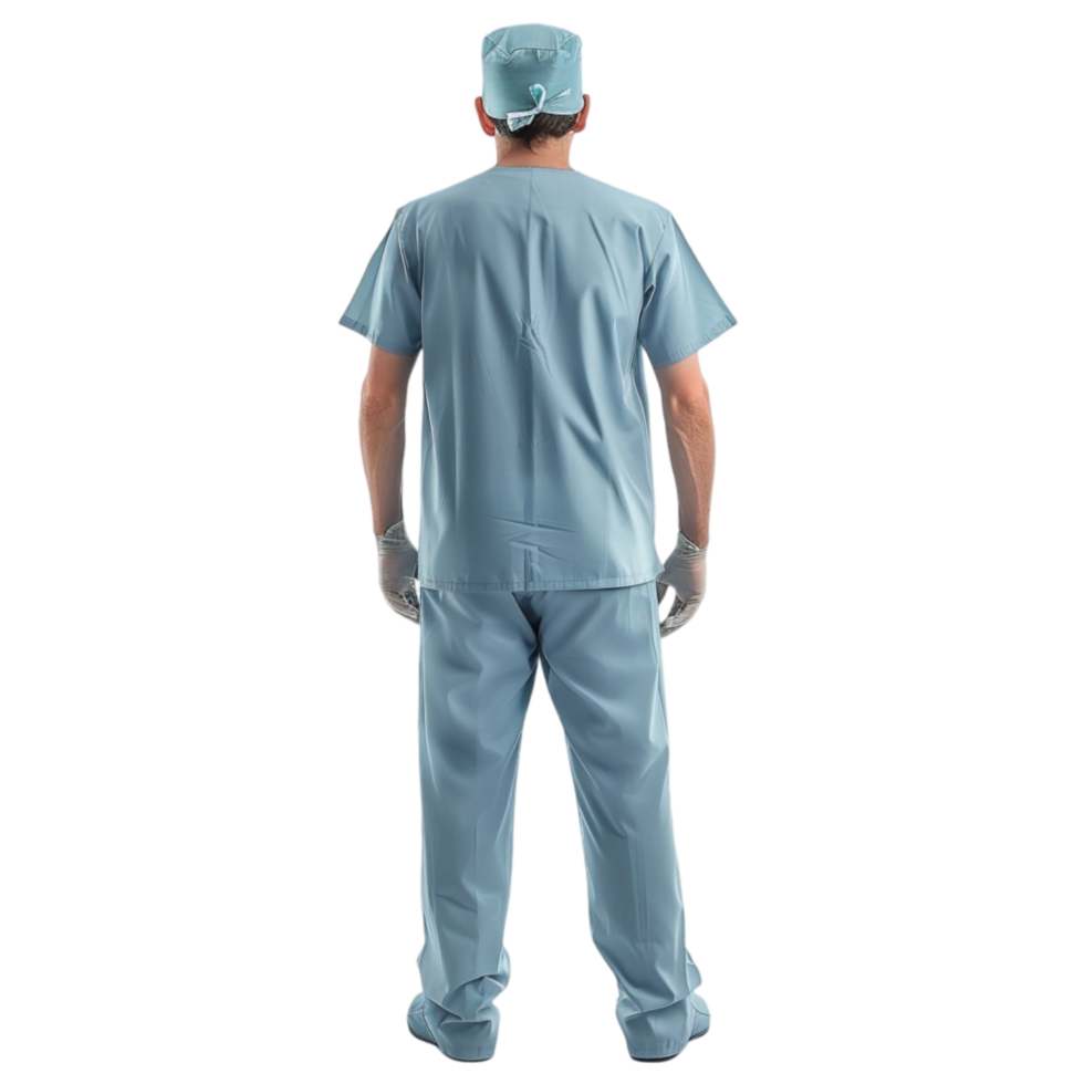 a man in a scrub suit standing in front of on transparent Background Generative-AI png