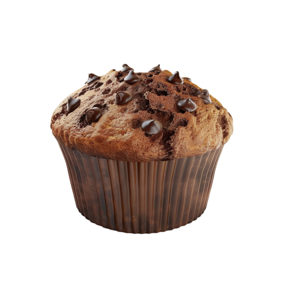 Delicious chocolate chip muffin isolated on transparent Background Generative-AI png