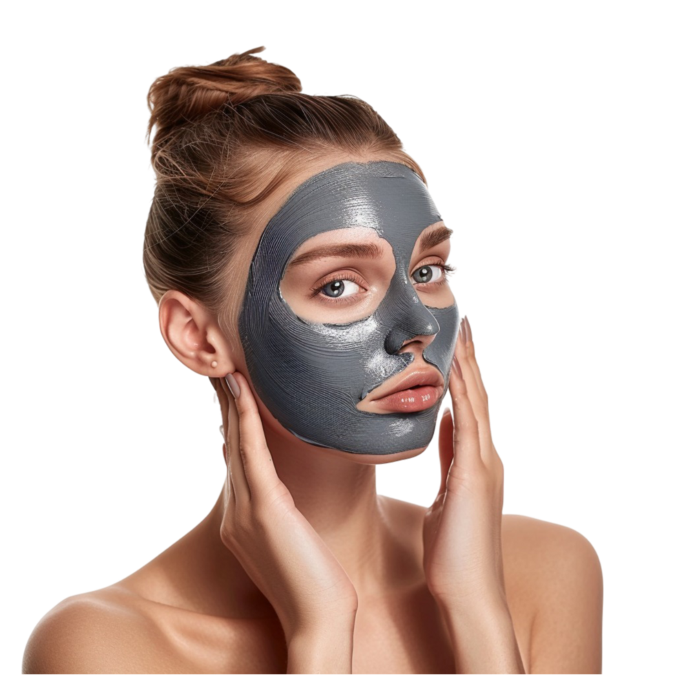 A woman with a mask on her face on transparent Background Generative-AI png