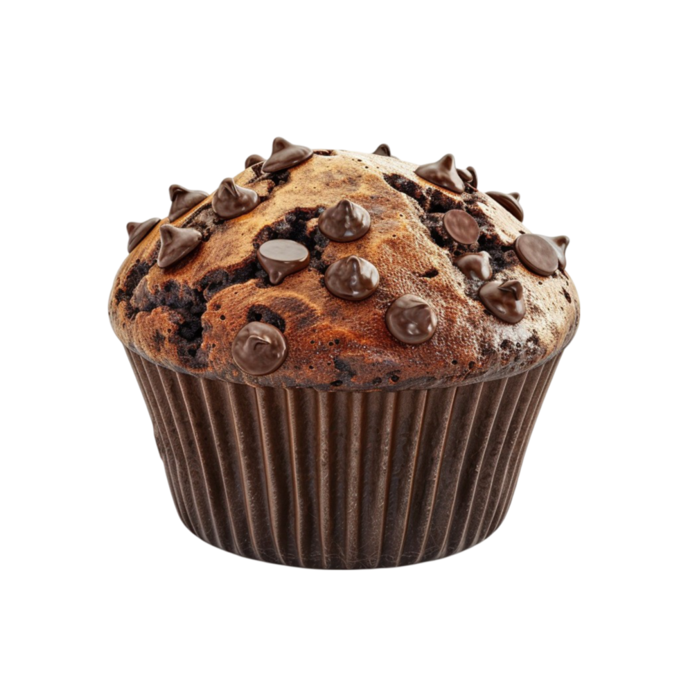 Cup cake with chocolate chips on transparent Background Generative-AI png