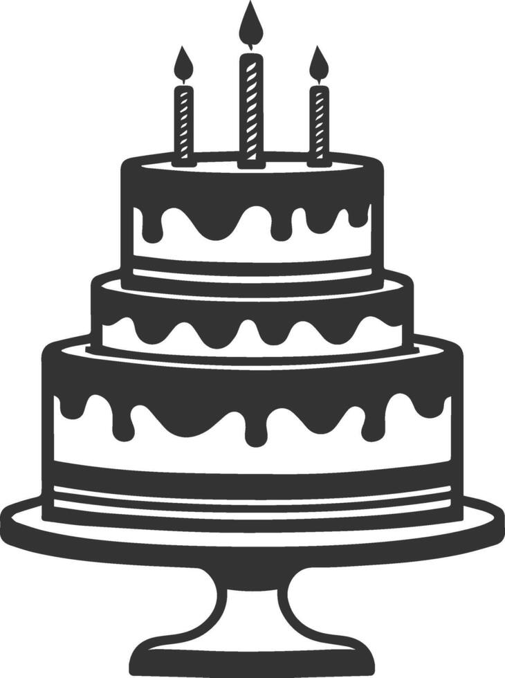silhouettes of birthday cake with candles illustration vector