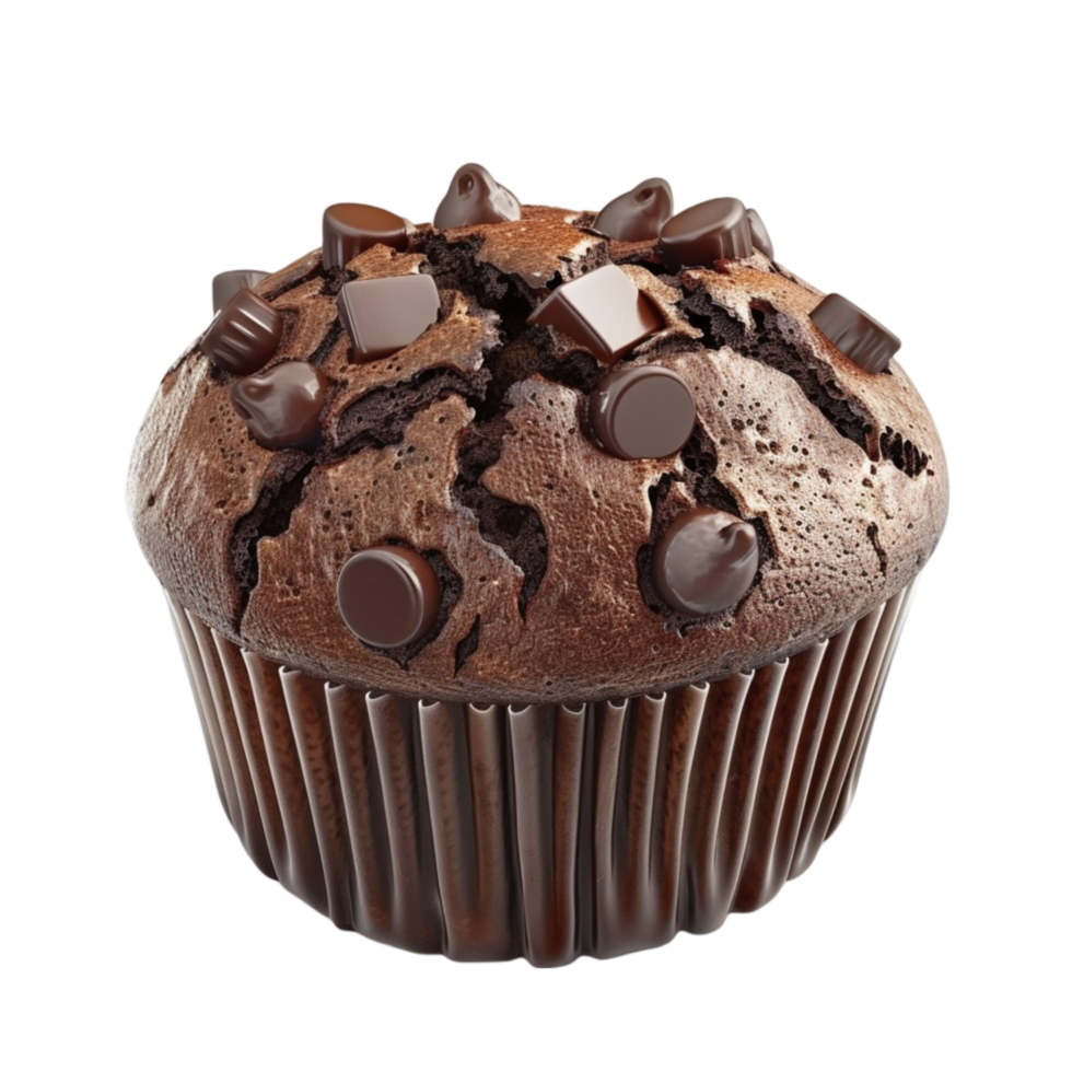 Chocolate muffin with chocolate chips isolated on transparent Background Generative-AI png