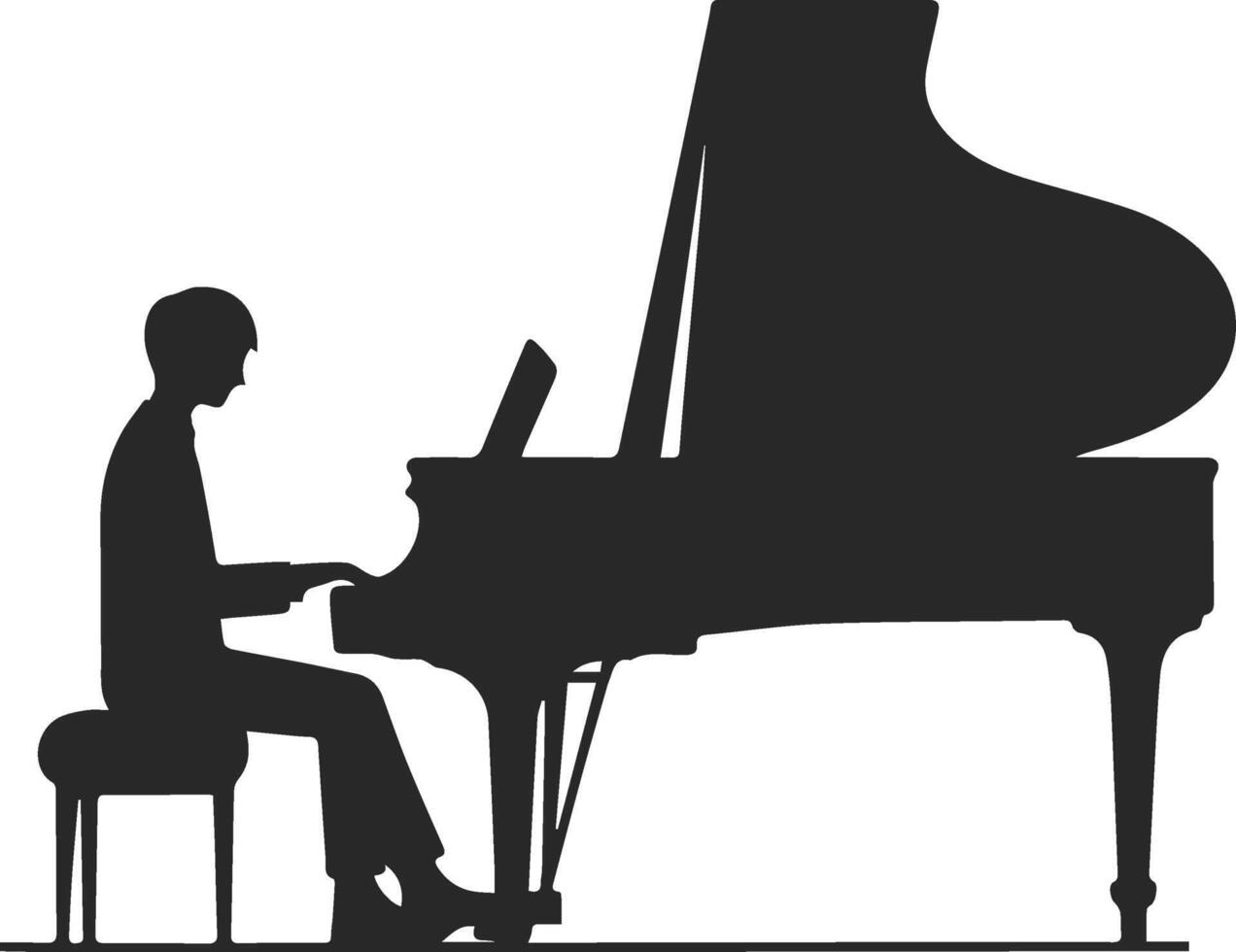 silhouettes of a man playing piano illustration vector