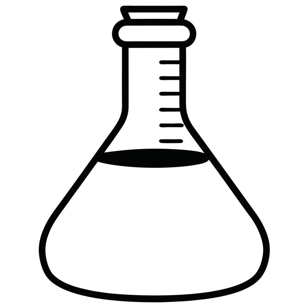 Measuring Flask Icon Silhouette on White Transparent Background vector