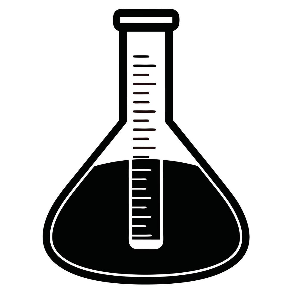 Measuring Flask Icon Silhouette on White Transparent Background vector
