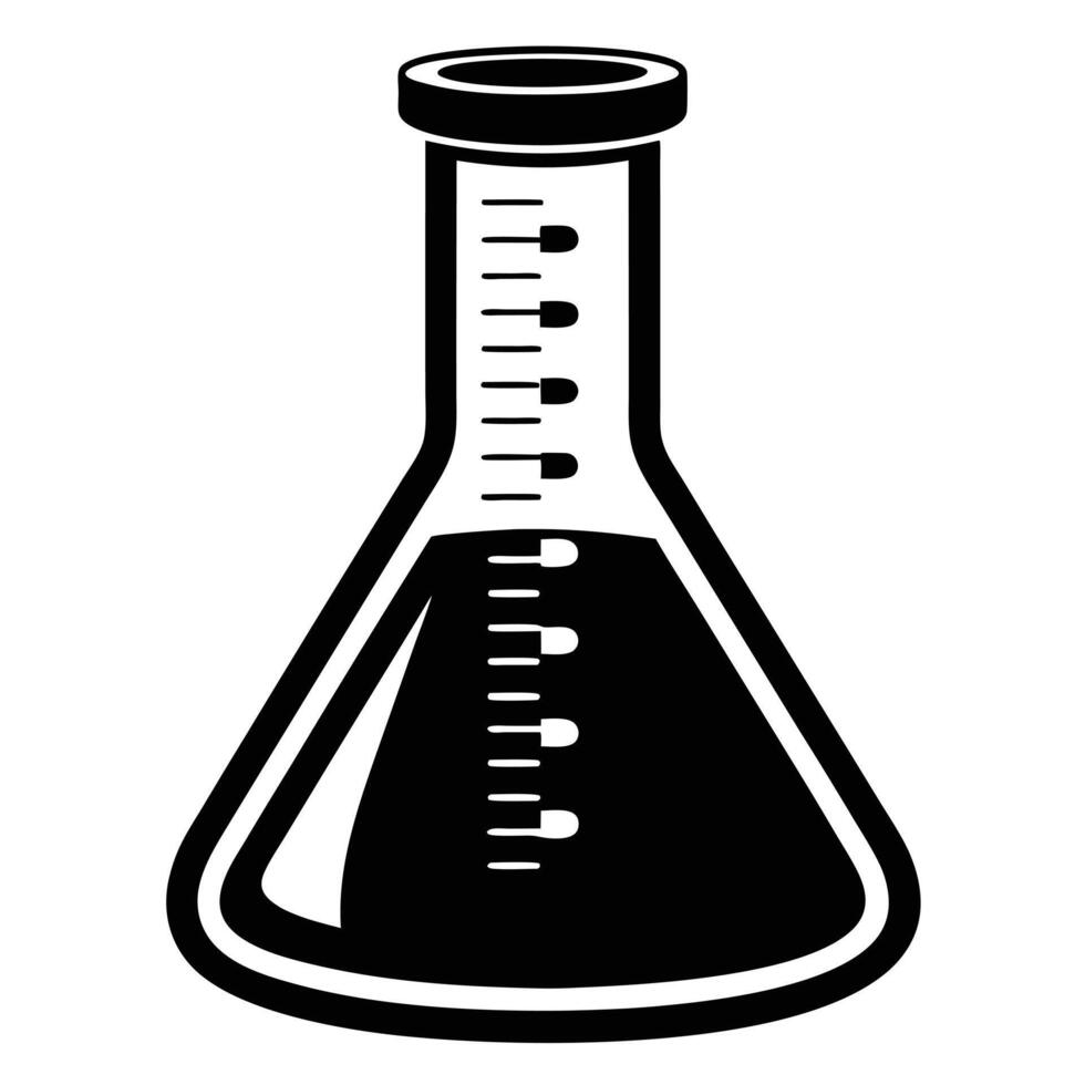 Measuring Flask Icon Silhouette on White Transparent Background vector